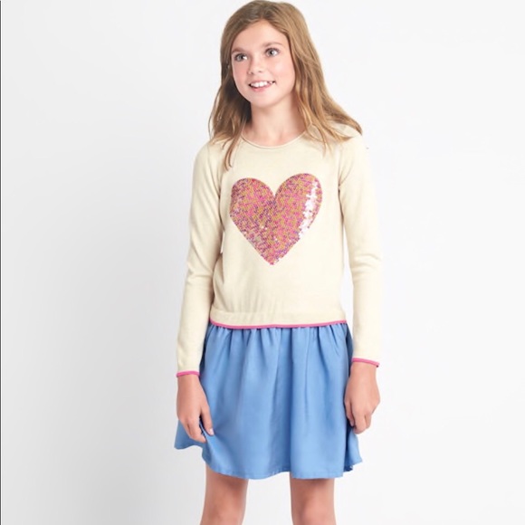GAP Other - GAP Kids TENCEL™ Hearts Sequin Sweater Dress